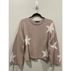 SHEIN Star Long Sleeve Soft Tan Sweater